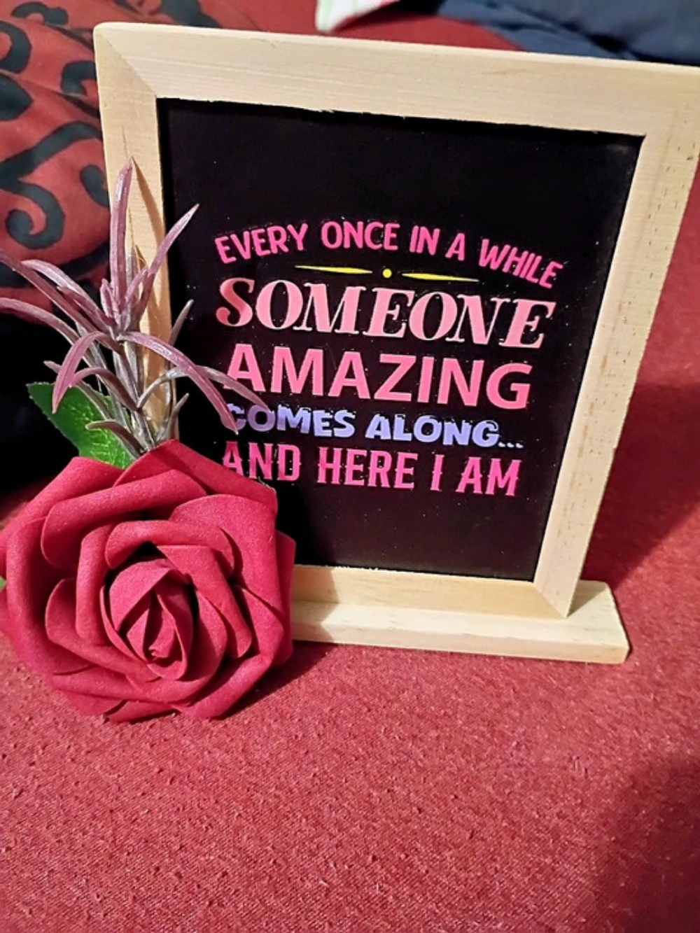 Inspirational Floral Quote Sign in Black & Pink New